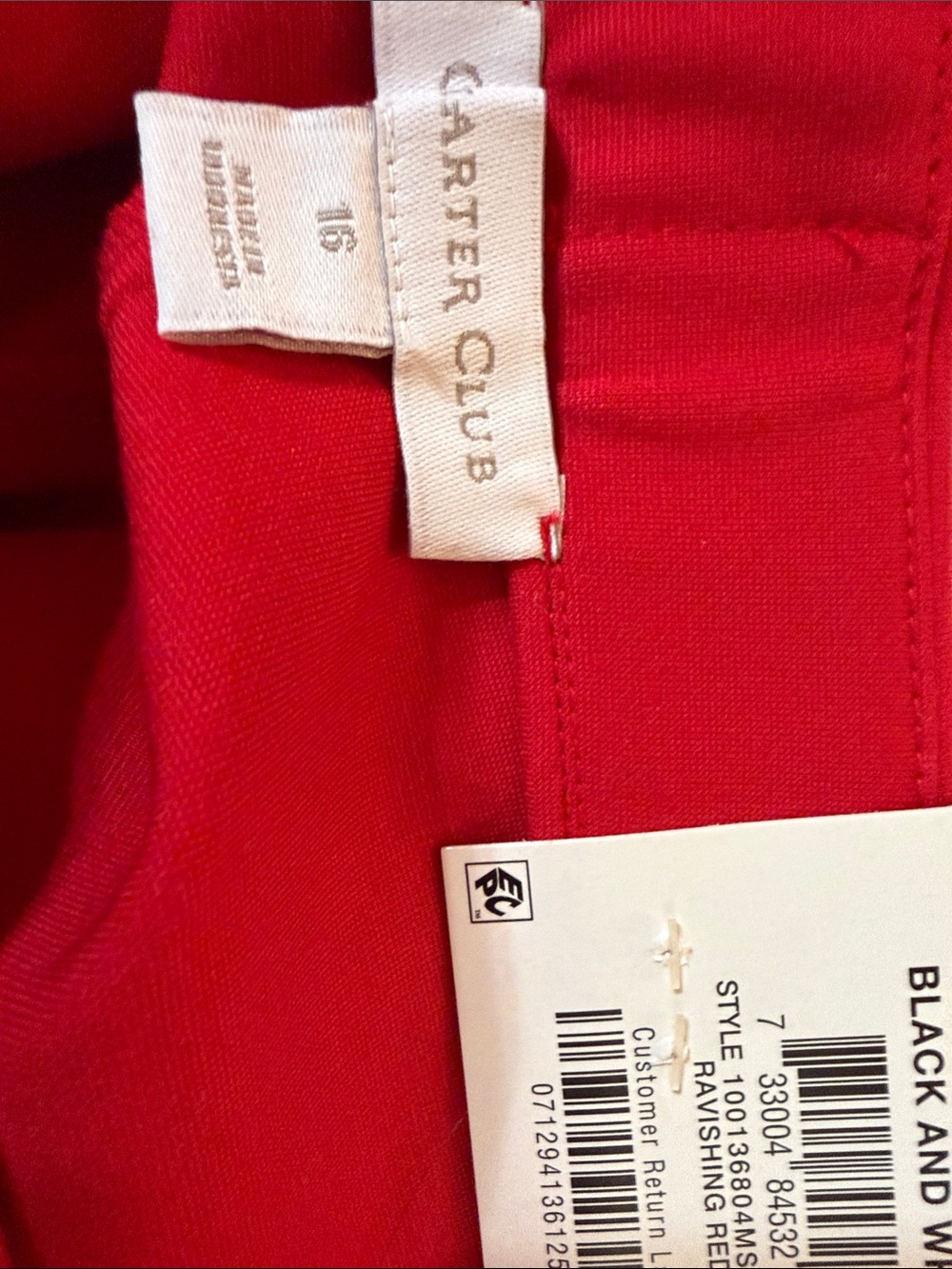 Charter Club Red Skinny Pants Sz 16 - Picture 4 of 5
